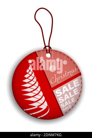 Christmas red label, discount tag. Sales and promotions in stores. Black Friday. Vector Illustration de Vecteur
