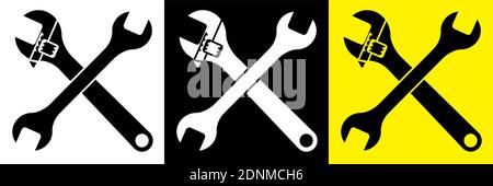 Clés croisées pour réparation de voiture. Équipement pour centre de service de réparation. Entretien de l'état technique de la voiture. Vecteur Illustration de Vecteur