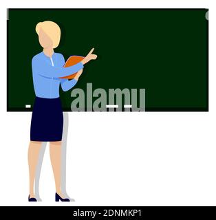 teacher stands near blackboard and explains task to students. Education at school, university. Getting knowledge and education. Vector Stock Vector