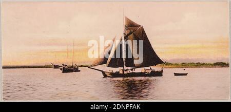 Oscar Hofmeister, Theodor Hofmeister, Nordwestdeutscher Kunstverlag G.bm. .H, Segelboote, Staatliche Landesbildstelle Hamburg, collection sur l'histoire de la photographie, carton, collotype, Total: Hauteur: 6,90 cm; largeur: 15,80 cm, Verlag, Drucksache, Serie 1901; en noir manuscrit, M. Albert Hofmeister, 16. 9.19, photographie de voyage, photographie de paysage, mer, voilier, voilier, paysages (zone tempérée), nuages, mer (pièce de mer Banque D'Images