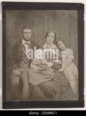 La famille Seibold, daguerréotype, taille de l'image: Hauteur: 9,40 cm; largeur: 7,50 cm, titre à l'encre, portrait, portrait de groupe Banque D'Images