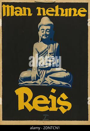 Kunst im Druck, Ludwig Hohlwein, Man nehme Reis, Papier, Lithographie, Total: height: 47,7 cm; width: 34,8 cm, signed: recto u. im Druck: LUDWIG HOHLWEIN, MÜNCHEN, product advertising (posters), nutrition, food, cereal, grain Stock Photo