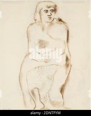 Gustav Heinrich Wolff, Sitzende Figur (Pierre assise), papier à dessin, craie pastel, dessin, pastel sur papier à dessin, Total: Hauteur: 37 cm; largeur: 30,5 cm, inscrit: Recto inférieur gauche avec crayon: Sitzender Stein, Entwurfszeichnze, Skizzen, sitzende Figur, Klassische Moderefinden, Skurzendin, Skunder, Skusserung und Wizunder Wizenden Wizungen Banque D'Images