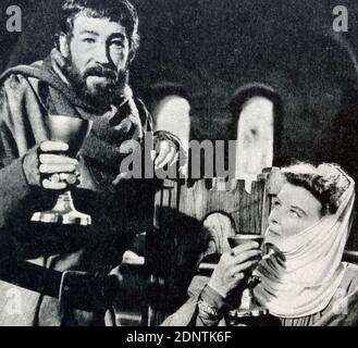 Film still of Peter O'Toole (1932-2013) and Katherine Hepburn (1907-2003) from 'The Lion in the Winter'. Stock Photo