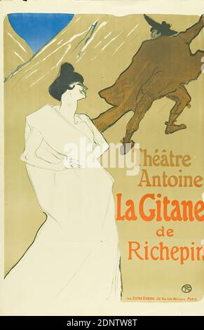 Imprimerie Eugène Verneau, Henri de Toulouse-Lautrec, La Gitane, paper, lithography, total: height: 100 cm; width: 65 cm, monogrammed: u. r. in print: HTL, theater posters, woman, femininity, theater, theater performance Stock Photo