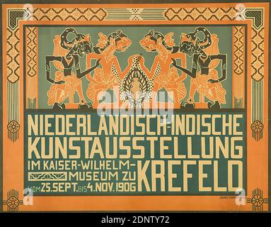 Jan Thorn Prikker, exposition d'art hollandais-indien au Kaiser-Wilhelm-Museum de Krefeld, papier, lithographie, total: Hauteur: 72,8 cm; largeur: 92,1 cm, signé: im Druck U. R.: JOHANN THORN-PRIKKER, affiches d'exposition, exposition d'art, ornements, peuples et nationalités Banque D'Images