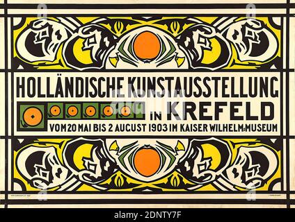 Jan Thorn Prikker, S. Lankhout & Co, exposition d'art néerlandais à Krefeld, lithographie, total: Hauteur: 86,10 cm; largeur: 121,70 cm, signé: u. r.: J. THORN PRIKKKER, affiches d'exposition, ornements, art nouveau Banque D'Images