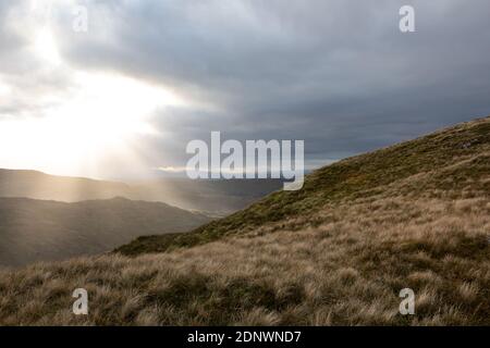 Lever du soleil depuis le Fairfield Horseshoe, Ambleside, Lake District Banque D'Images