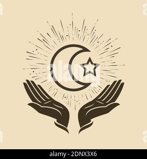 L'Islam. Vecteur de symbole étoile et croissant Illustration de Vecteur