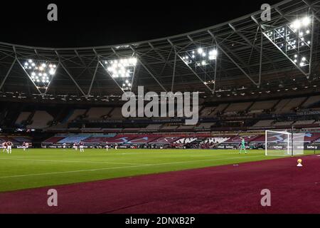 Vue générale du London Stadium, stade de West Ham United car le match se joue à huis clos - West Ham United v Crystal Palace, Premier League, London Stadium, Londres, Royaume-Uni - 16 décembre 2020 usage éditorial uniquement - restrictions DataCo. Applicables Banque D'Images