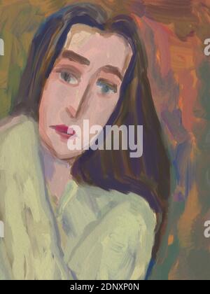 femme portrait peinture art illustration Banque D'Images