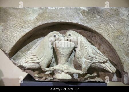 Italy Emilia Romagna Parma - diocesan museum -  bow with doves and chalice Stock Photo