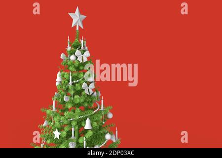 Arbre de noël décoré en gros plan. Rendu 3D Banque D'Images