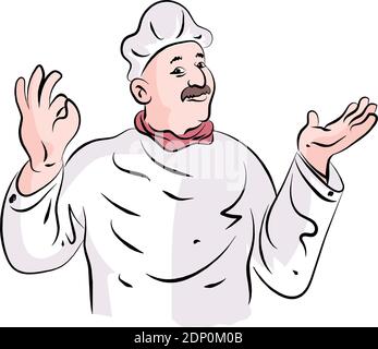 Chef Cook Backer illustration vector isolated Stock Vector