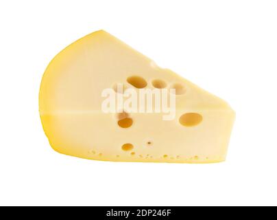 Découpe de fromage. Morceau de fromage isolé sur fond blanc. Banque D'Images