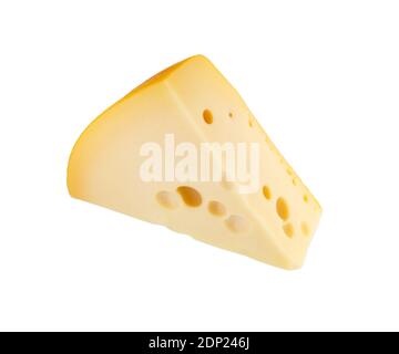 Découpe de fromage. Morceau de fromage isolé sur fond blanc. Banque D'Images