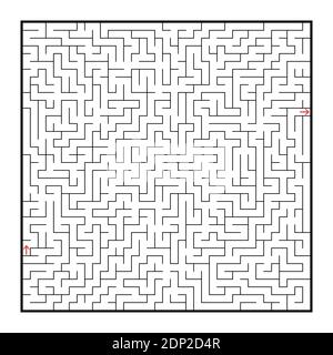 Grand labyrinthe carré difficile. Jeux pour enfants et adultes. Puzzle pour enfants. Tambour de conuntambour de labyrinthe. Illustration vectorielle plate isolée sur fond blanc Illustration de Vecteur