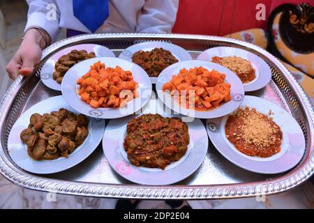 Maroc, Marrakech, Cité impériale, salade marocaine. Banque D'Images