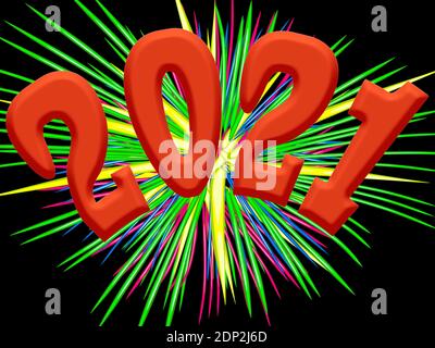 illustration du concept de la bonne année 2021 avec feux d'artifice Banque D'Images