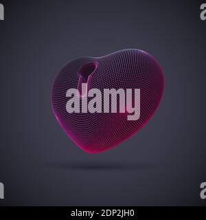 Coeur rouge 3D avec ouverture verticale sur fond gris. Illustration de Vecteur