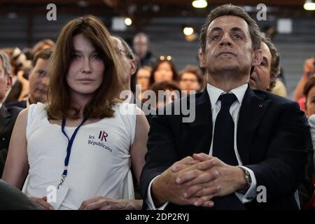 Former French President and leader of France's main opposition right-wing party formerly known as the UMP, Nicolas Sarkozy, his wife Carla Bruni-Sarkozy attend the party congress to mark the foundation of the movement "Les Republicains" (The Republicans), in Paris, on May 30, 2015. Photo by Stephane Lemouton/ABACAPRESS.COM Banque D'Images
