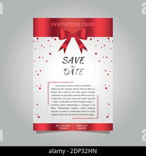 Carte d'invitation moderne rouge et blanc. Carte d'invitation rouge. Illustration de Vecteur