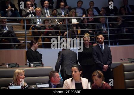 Président sortant du conseil départemental des Bouches-du-Rhône et sénateur socialiste Jean-Noel Guérini lors du vote du nouveau président du conseil départemental au siège du Conseil départemental à Marseille, dans le sud de la France, le 3 avril 2015. Photo de Franck Bessiere/ABACAPRESS.COM Banque D'Images