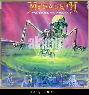 MEGADETH NO MORE MR NICE GUY EEC 12  MAXI SINGLE VINYL  - Vintage Vinyl Record Cover Banque D'Images