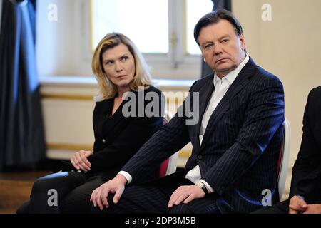 Exclusif. Sylvia Gobbel et Wolfgang Schwarz assistent à la télévision New French faces au Palais Brogniart à Paris, France, le 26 avril 2015. Photo d'Aurore Marechal/ABACAPRESS.COM Banque D'Images