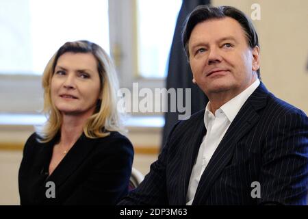 Exclusif. Sylvia Gobbel et Wolfgang Schwarz assistent à la télévision New French faces au Palais Brogniart à Paris, France, le 26 avril 2015. Photo d'Aurore Marechal/ABACAPRESS.COM Banque D'Images