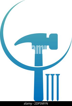 Hammer icon logo design template Illustration de Vecteur