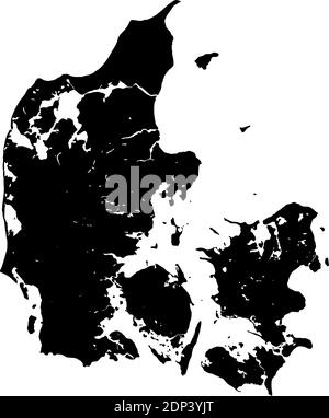 Black map of Denmark vector Stock Vector
