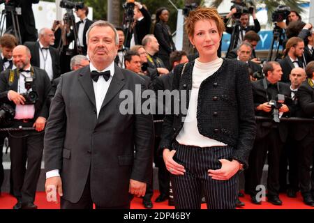 Perico Legasse et Natacha Polony arrivent au Palais des Festivals pour la projection du film Macbeth dans le cadre du 68e Festival de Cannes, France, le 23 mai 2015. Photo de Nicolas Briquet/ABACAPRESS.COM Banque D'Images