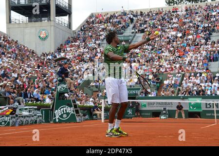 France's Gael Monfils during the First round of the 2015 French Tennis Open at Stadium Roland-Garros in Paris, France on May 25th, 2015. Photo by Henri Szwarc/ABACAPRESS.COM Stock Photo