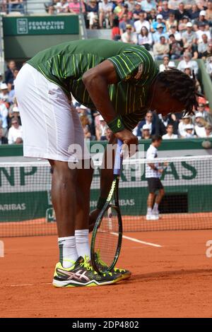 France's Gael Monfils during the First round of the 2015 French Tennis Open at Stadium Roland-Garros in Paris, France on May 25th, 2015. Photo by Henri Szwarc/ABACAPRESS.COM Stock Photo