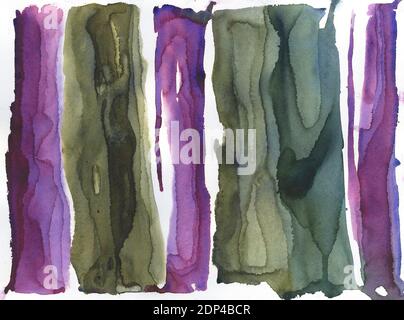 Art. Violet et vert abstrait peinture aquarelle de formes de rectangluar violet et vert. Rouge vert abstrait décoration murale beaux-arts peinture abstrait Banque D'Images