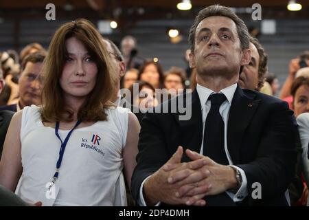 Former French President and leader of France's main opposition right-wing party formerly known as the UMP, Nicolas Sarkozy, his wife Carla Bruni-Sarkozy attend the party congress to mark the foundation of the movement "Les Republicains" (The Republicans), in Paris, on May 30, 2015. Photo by Stephane Lemouton/ABACAPRESS.COM Banque D'Images