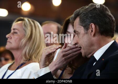 Former French President and leader of France's main opposition right-wing party formerly known as the UMP, Nicolas Sarkozy, his wife Carla Bruni-Sarkozy attend the party congress to mark the foundation of the movement "Les Republicains" (The Republicans), in Paris, on May 30, 2015. Photo by Stephane Lemouton/ABACAPRESS.COM Banque D'Images