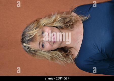 Julie Ferrier posing at the Village during French Tennis Open at Roland Garros arena in Paris, France on June 3rd, 2015. Photo by Nicolas Briquet/ABACAPRESS.COM Stock Photo