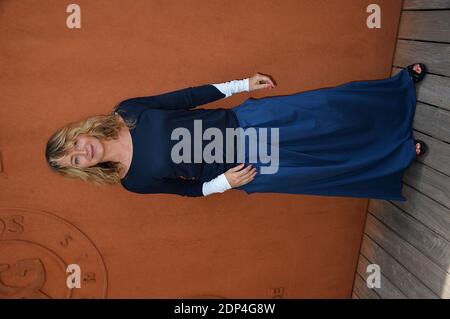 Julie Ferrier posing at the Village during French Tennis Open at Roland Garros arena in Paris, France on June 3rd, 2015. Photo by Nicolas Briquet/ABACAPRESS.COM Stock Photo