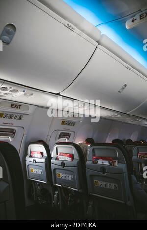 Cabine d'avion commerciale Banque D'Images