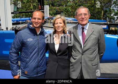 Le catamaran GC32 ENGIE de Sébastien Rogues a officielement été baptisé par Claire Chazal, marraine du bateau, et Gérard Mestrallet, PDG d’ENGIE à la Défense à Paris, France le mercredi 10 juin 2015. Photo de de Alban Wyters/ABACAPRESS.COM Banque D'Images