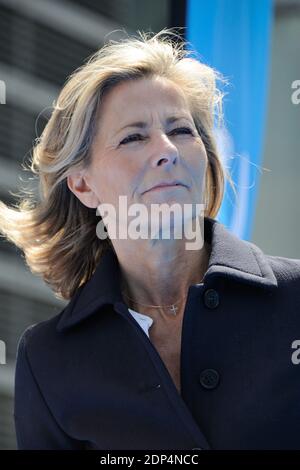 Le catamaran GC32 ENGIE de Sébastien Rogues a officielement été baptisé par Claire Chazal, marraine du bateau, et Gérard Mestrallet, PDG d’ENGIE à la Défense à Paris, France le mercredi 10 juin 2015. Photo de de Alban Wyters/ABACAPRESS.COM Banque D'Images