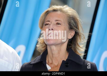 Le catamaran GC32 ENGIE de Sébastien Rogues a officielement été baptisé par Claire Chazal, marraine du bateau, et Gérard Mestrallet, PDG d’ENGIE à la Défense à Paris, France le mercredi 10 juin 2015. Photo de de Alban Wyters/ABACAPRESS.COM Banque D'Images