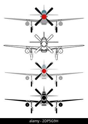 P51 Mustang vue avant Illustration de Vecteur