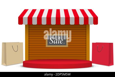 podium rouge avec arrière-plan red shop dans le studio blanc chambre Illustration de Vecteur