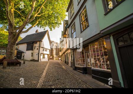 Vue sur la rue pavée et l'architecture d'Elm Hill, Norfolk, Angleterre, Royaume-Uni, Europe Banque D'Images