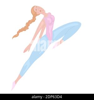 Bonne femme dans un survêtement. Figurine de saut à la danse. Style de vie sportif et amour de soi. Illustration de dessin animé vectoriel pour bannières, cartes postales et votre créativ Illustration de Vecteur