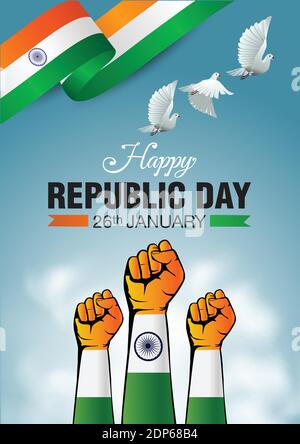 Inde Happy republic Day, 26 janvier Illustration vectorielle. Motif drapeau indien. Illustration de Vecteur