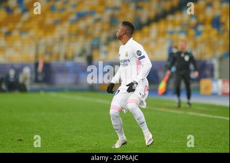 KIEV, UKRAINE - 1 DÉCEMBRE 2020: Vinicius Junior. Le match de football du groupe B de l'UEFA Champions League FC Shakhtar Donetsk vs Real Madrid FC Banque D'Images